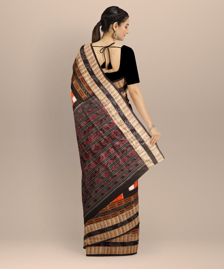 Multicolor black cotton handloom sambalpuri saree