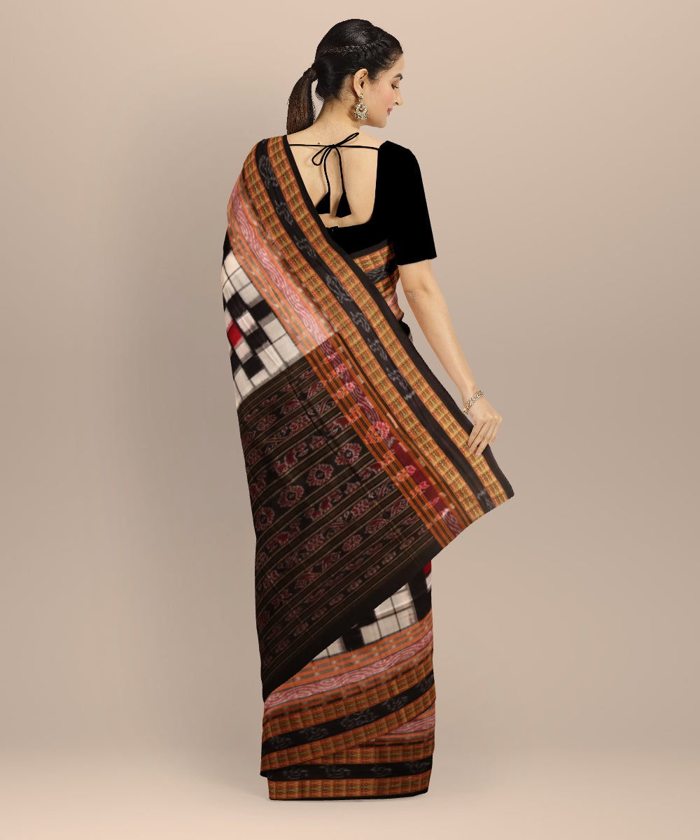 Multicolor black cotton handloom sambalpuri saree