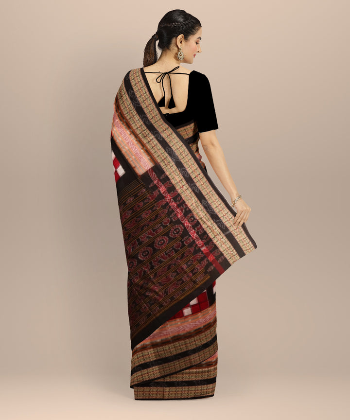Multicolor black cotton handloom sambalpuri saree
