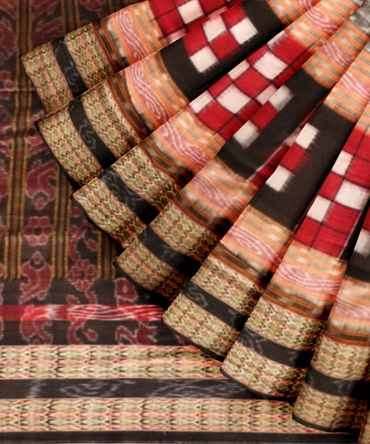 Multicolor black cotton handloom sambalpuri saree