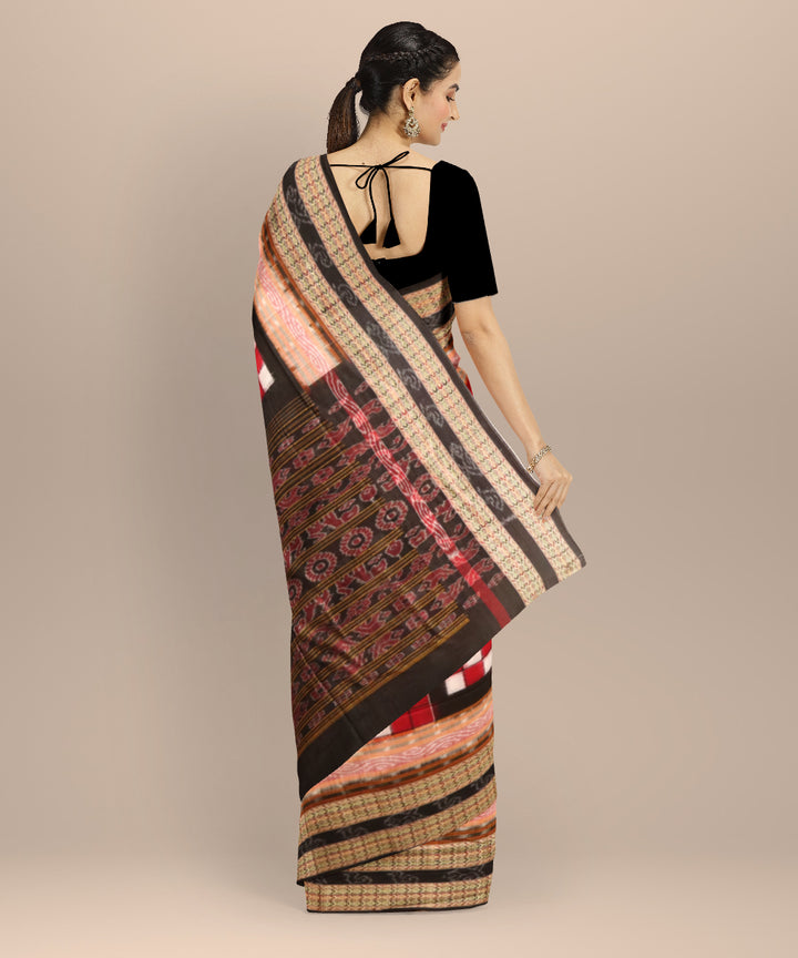 Multicolor black cotton handloom sambalpuri saree