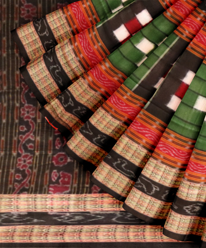 Multicolor black cotton handloom sambalpuri saree