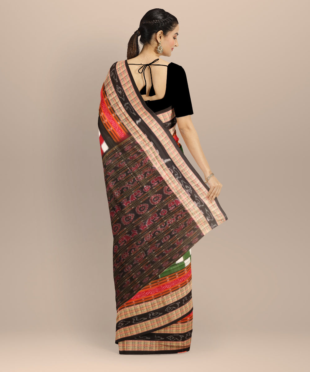 Multicolor black cotton handloom sambalpuri saree