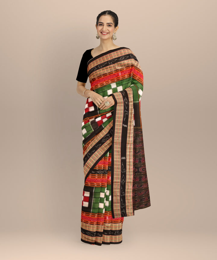 Multicolor black cotton handloom sambalpuri saree
