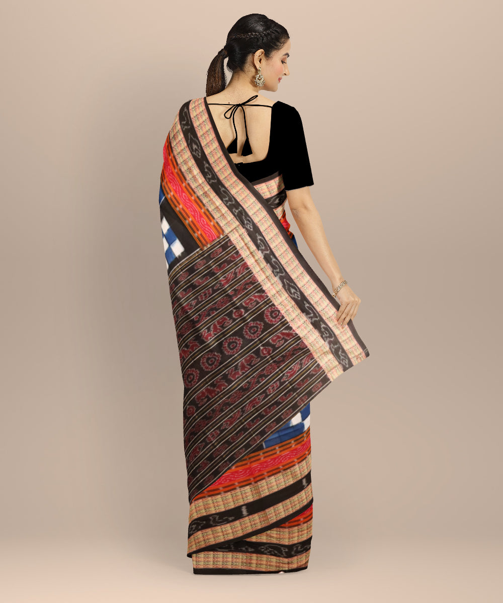 Multicolor black cotton handloom sambalpuri saree