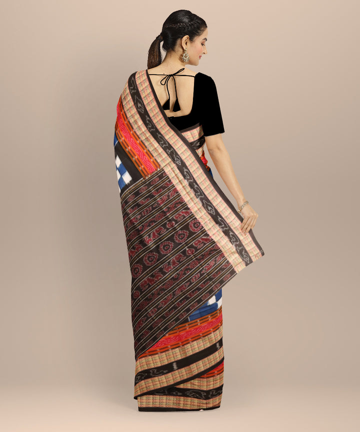 Multicolor black cotton handloom sambalpuri saree
