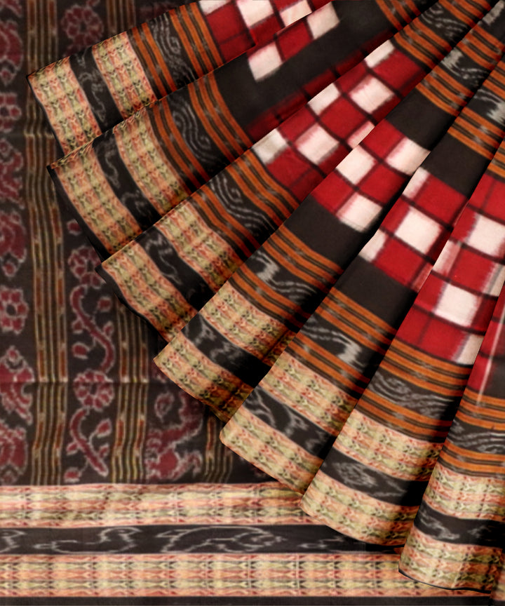Multicolor black cotton handloom sambalpuri saree
