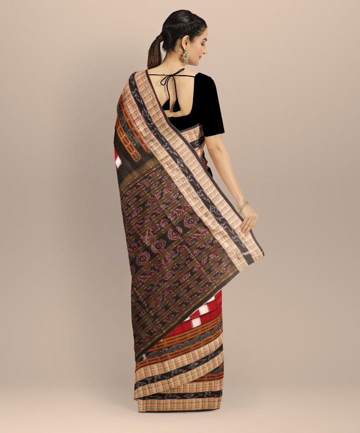Multicolor black cotton handloom sambalpuri saree