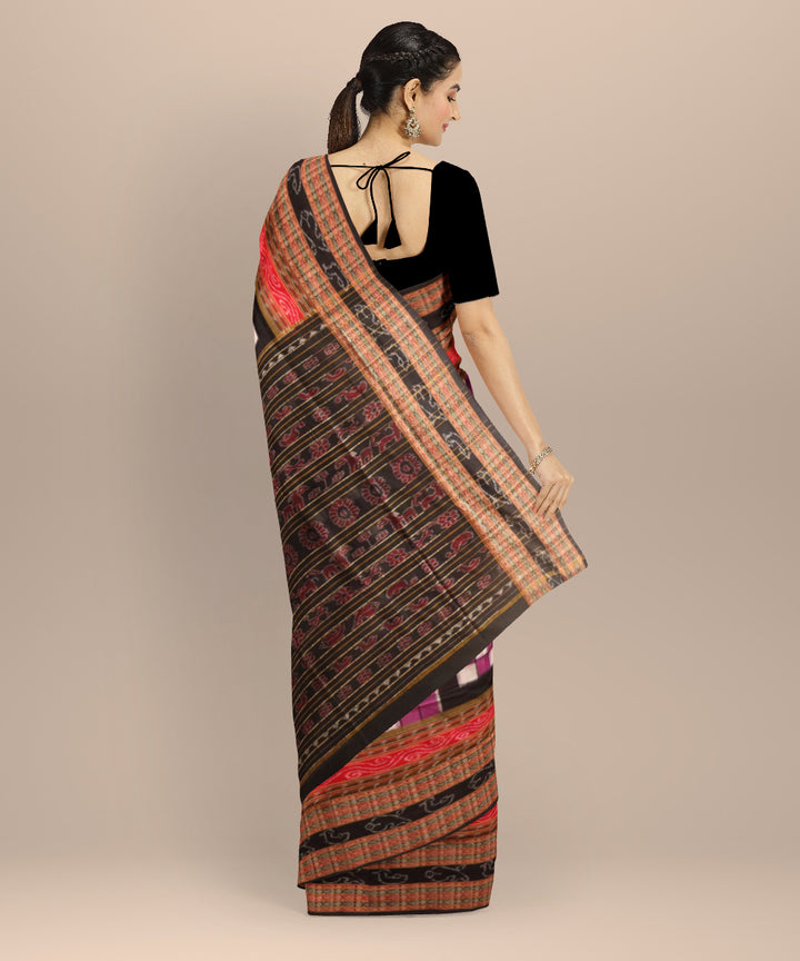 Multicolor black cotton handloom sambalpuri saree