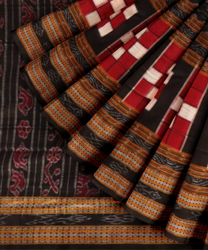 Multicolor black cotton handloom sambalpuri saree