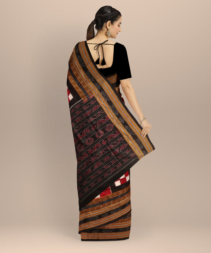 Multicolor black cotton handloom sambalpuri saree