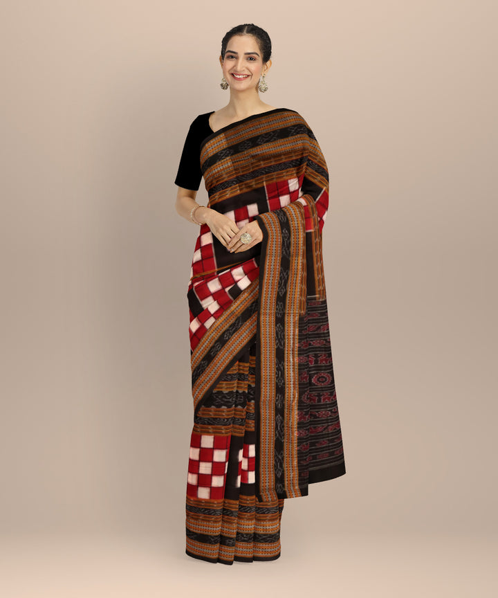Multicolor black cotton handloom sambalpuri saree