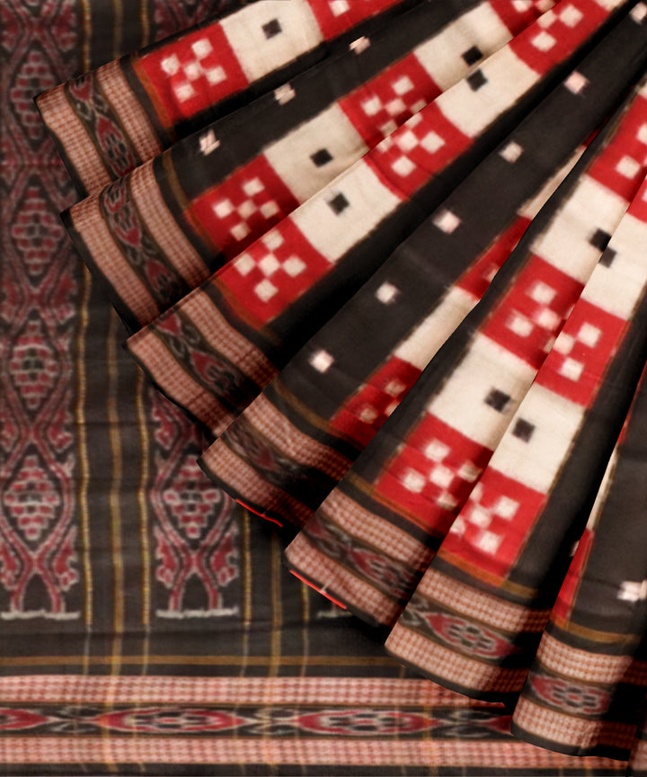 Multicolor black cotton handloom sambalpuri saree