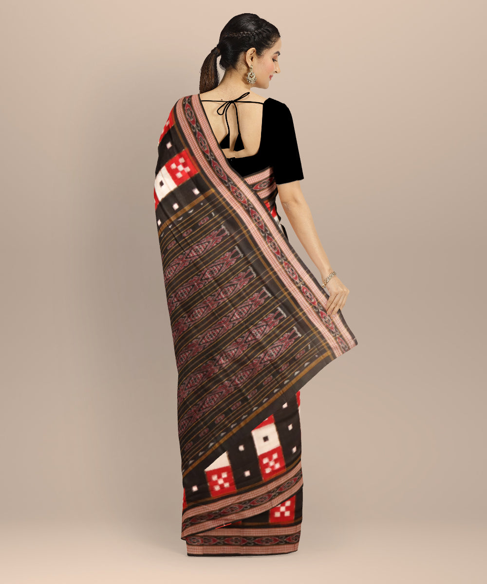 Multicolor black cotton handloom sambalpuri saree