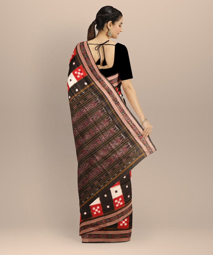 Multicolor black cotton handloom sambalpuri saree