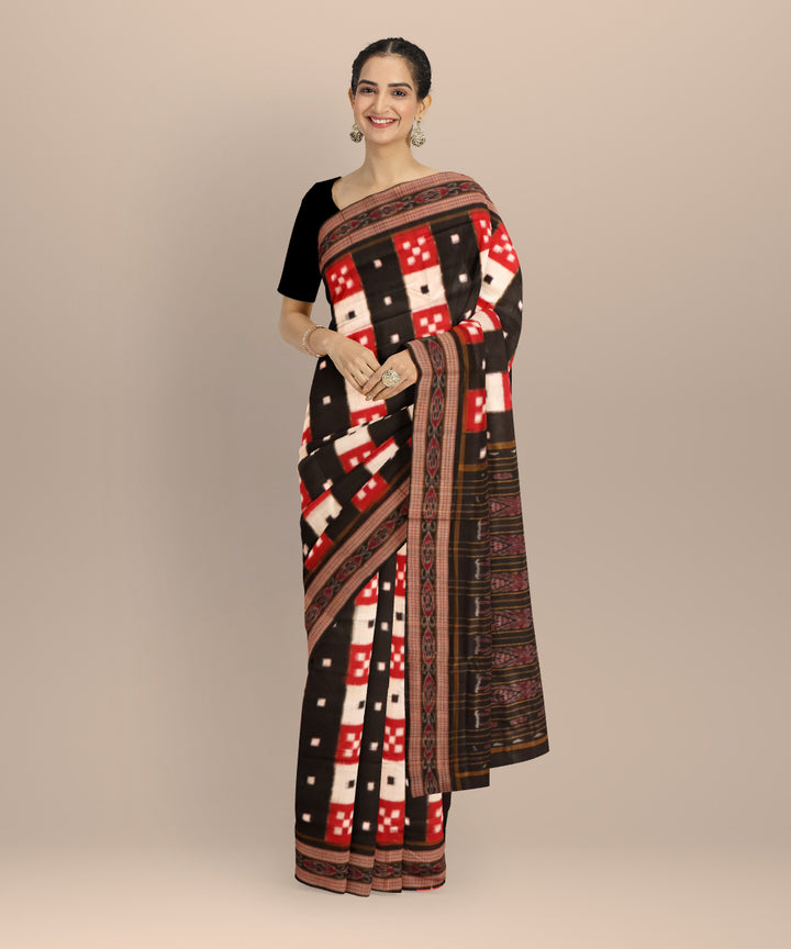 Multicolor black cotton handloom sambalpuri saree