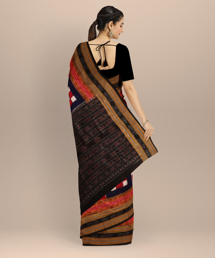 Multicolor black cotton handloom sambalpuri saree