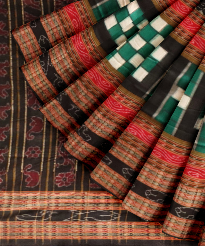 Multicolor black cotton handloom sambalpuri saree