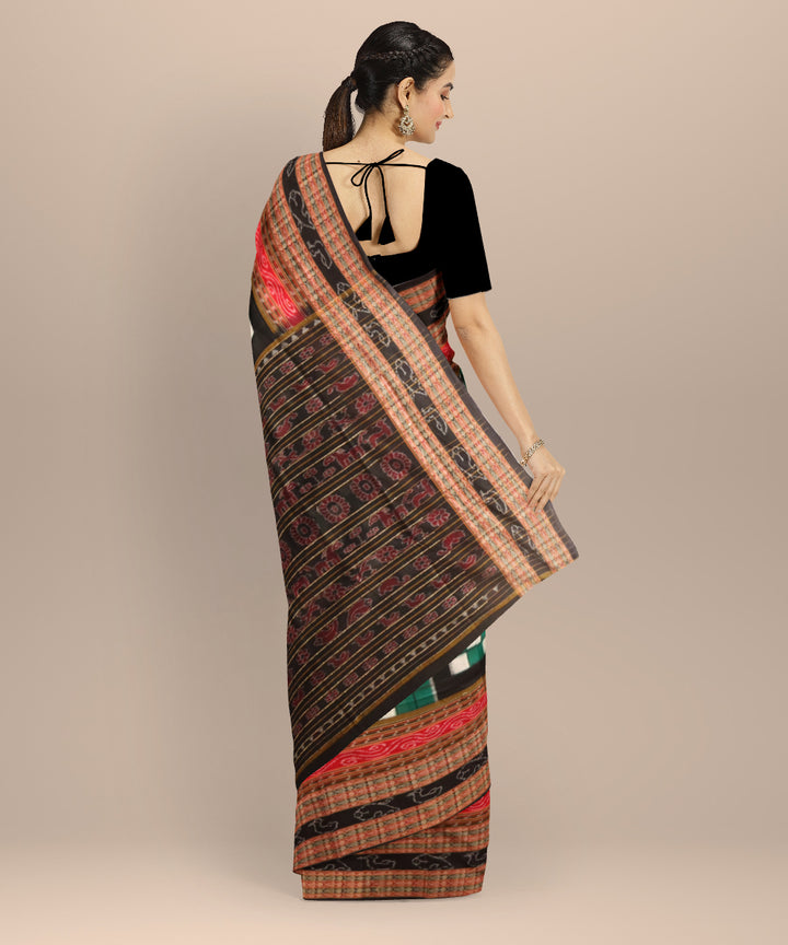 Multicolor black cotton handloom sambalpuri saree