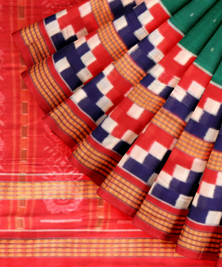 Dark green multi colour cotton handloom sambalpuri saree