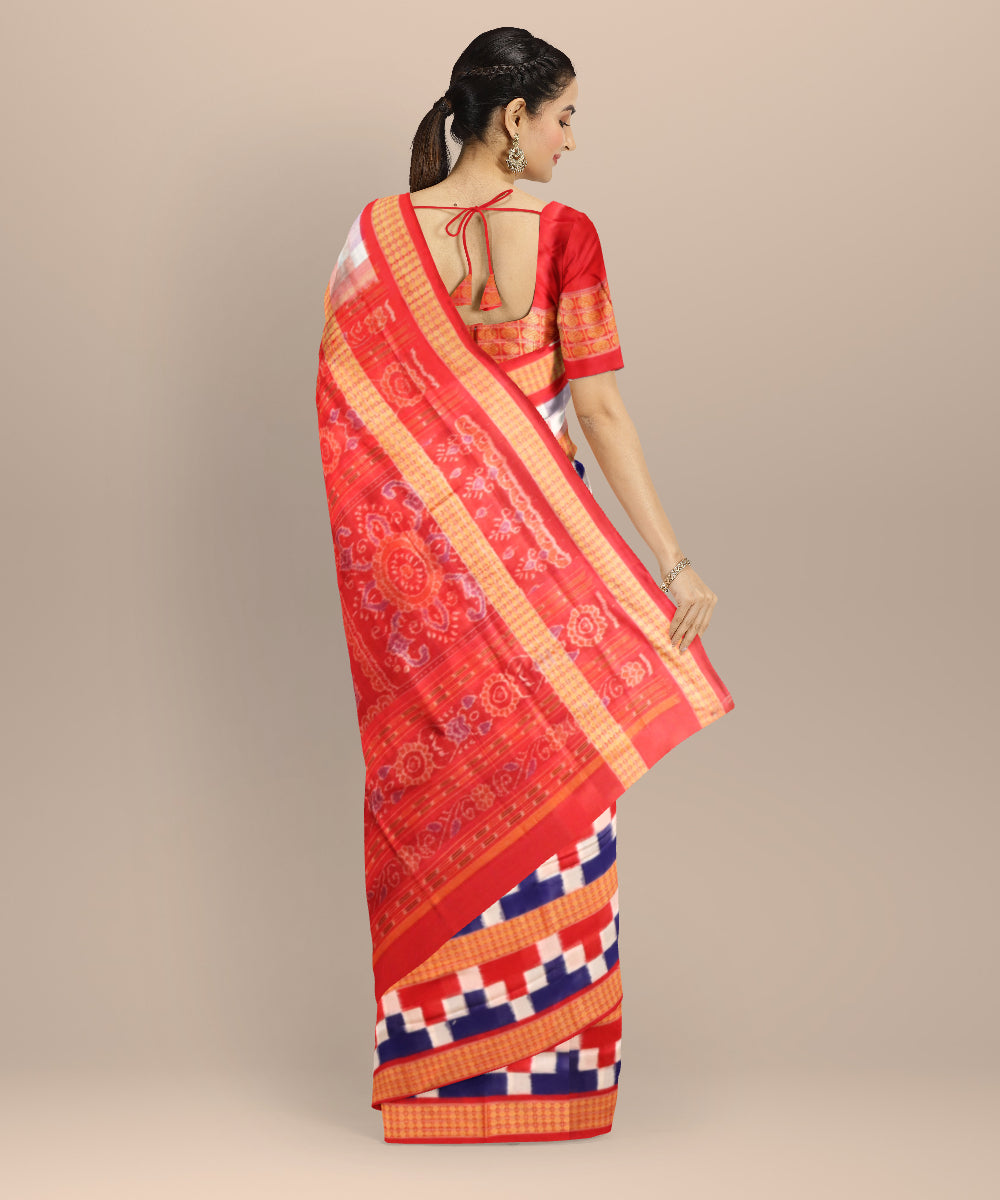 Navy blue multi colour cotton handloom sambalpuri saree