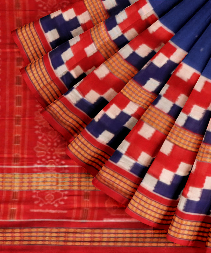 Navy blue multi colour cotton handloom sambalpuri saree