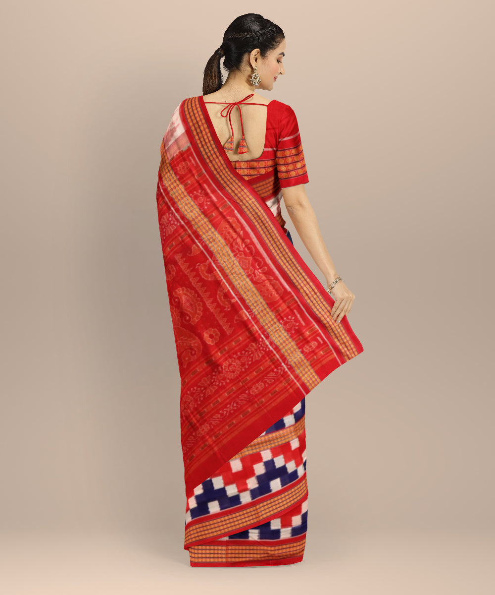 Navy blue multi colour cotton handloom sambalpuri saree