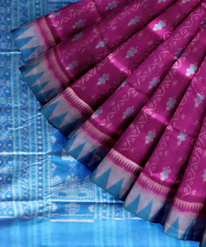 Purple brandies blue gray silk handloom sambalpuri saree