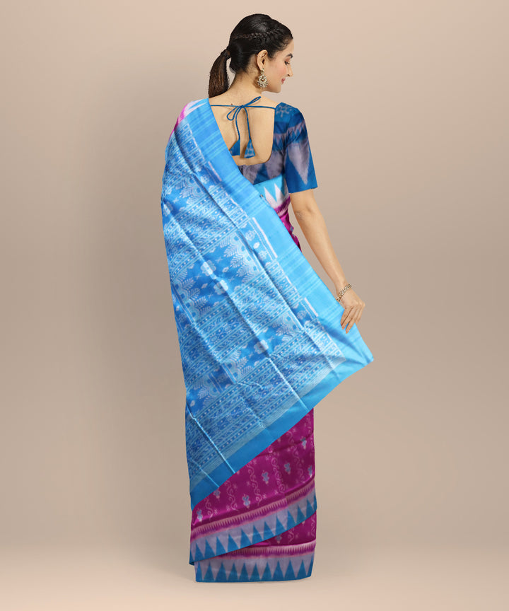 Purple brandies blue gray silk handloom sambalpuri saree