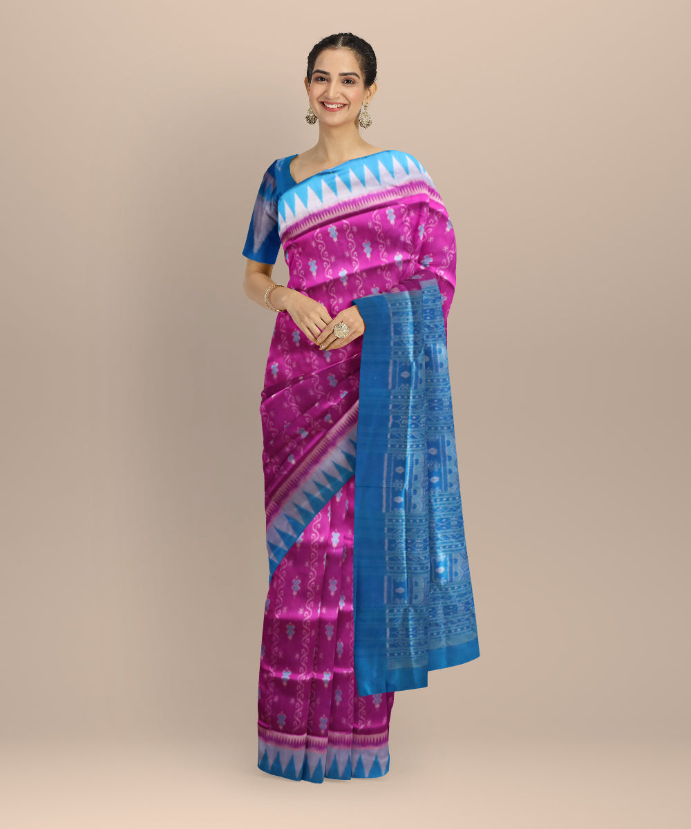 Purple brandies blue gray silk handloom sambalpuri saree