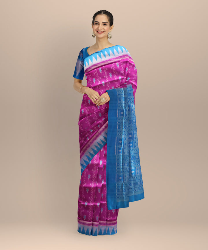 Purple brandies blue gray silk handloom sambalpuri saree