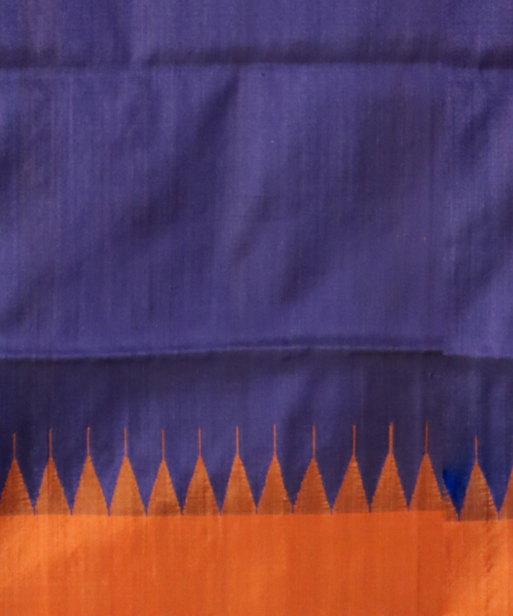 Orange Dark Blue Silk Handloom Sambalpuri Saree