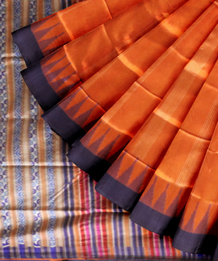 Orange dark blue silk handloom sambalpuri saree