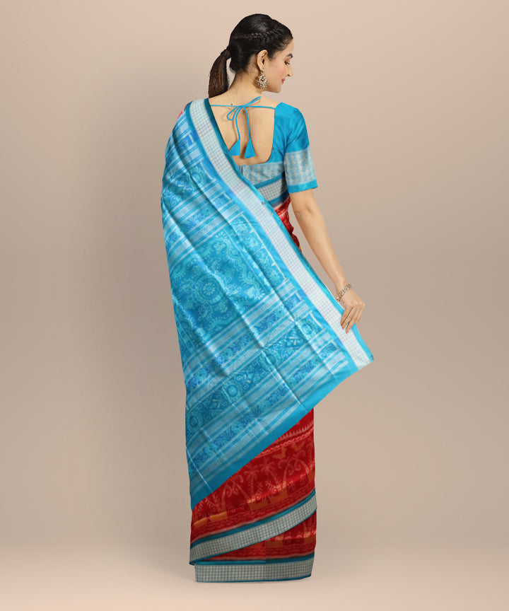 Red Brilliant Azure Silk Handloom Sambalpuri Saree