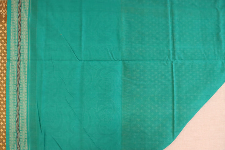 Brown celadon green cotton handloom sambalpuri saree