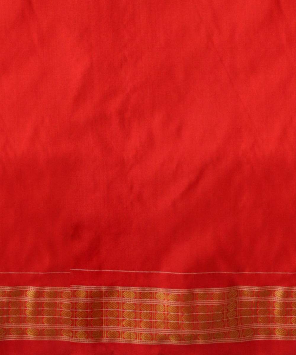 Sky Blue Dark Red Silk Handloom Sambalpuri Saree 3