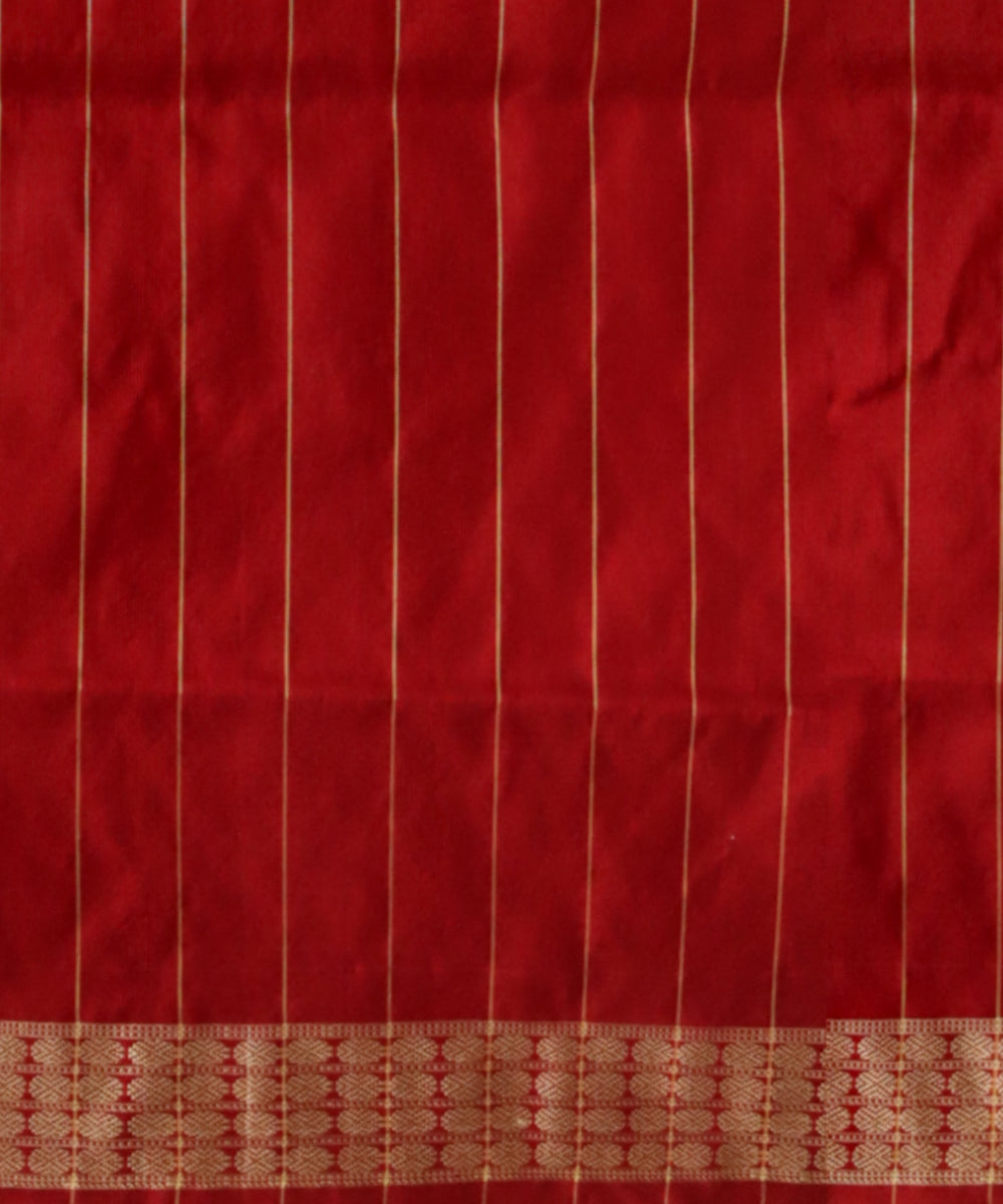 Teal Green Dark Red Silk Handloom Bomkai Saree