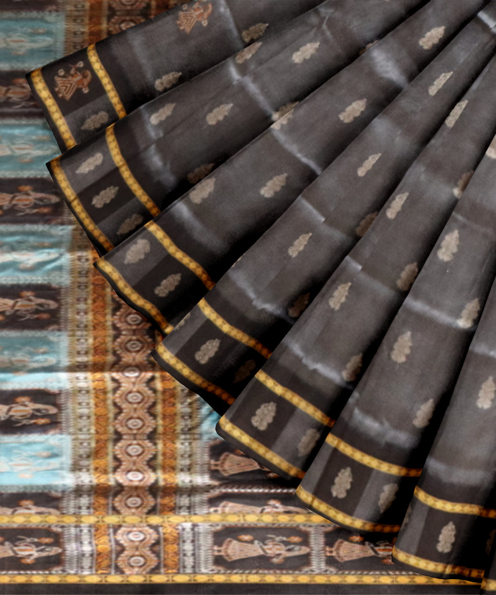 Grey Multicolour Silk Handloom Bomkai Saree