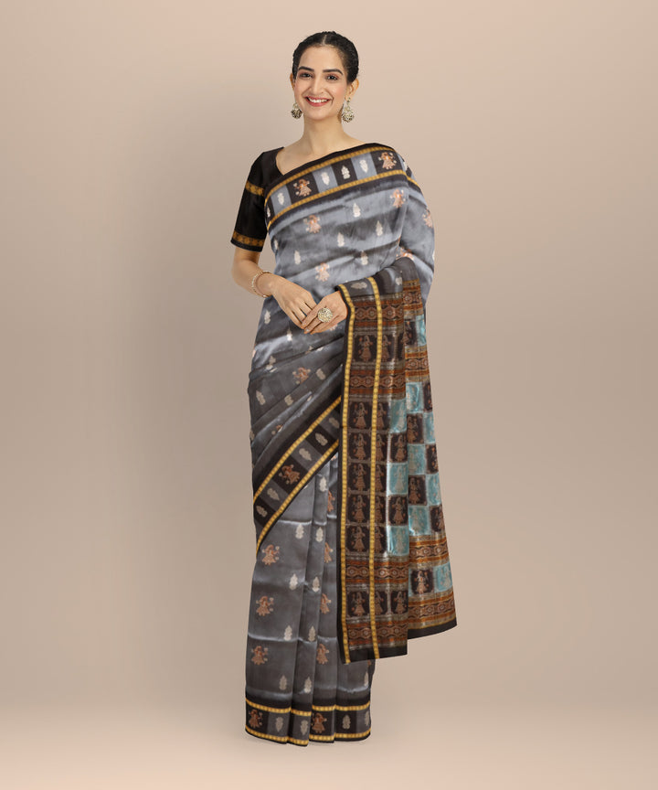 Grey Multicolour Silk Handloom Bomkai Saree