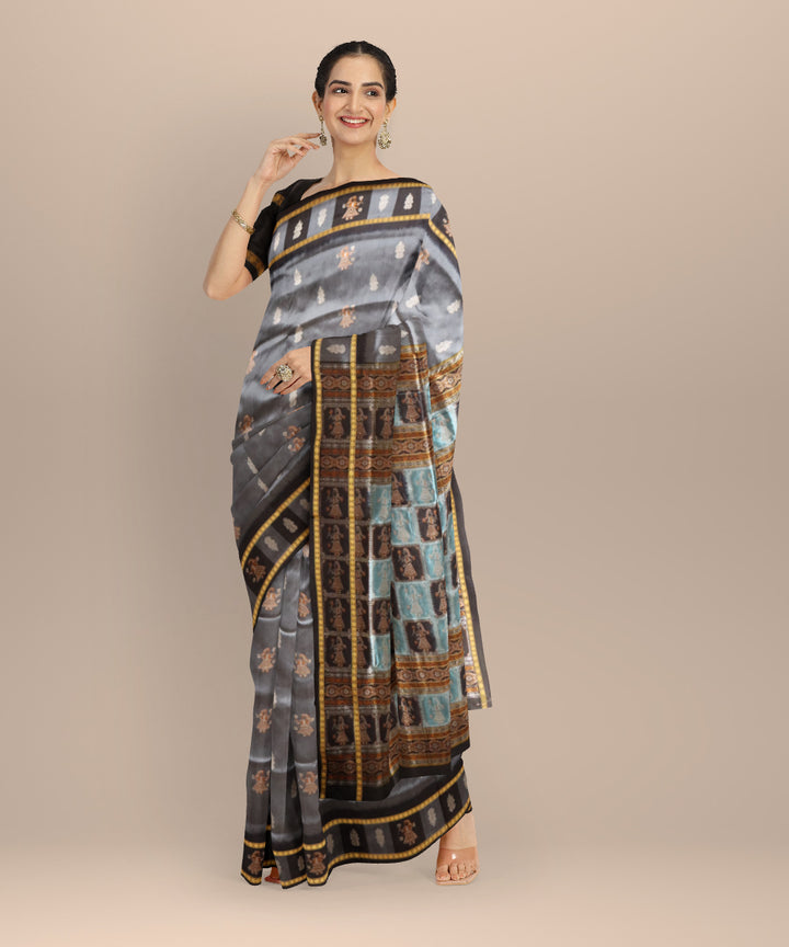 Grey multicolour silk handloom bomkai saree