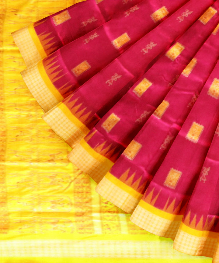 Pink Electric Yellow Silk Handloom Bomkai Saree