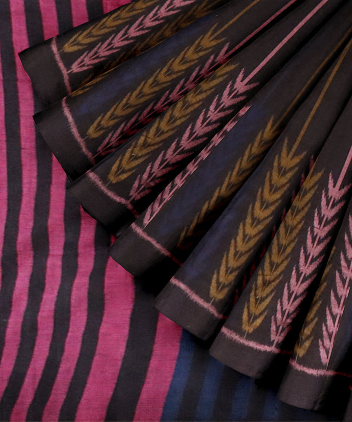 Black multicolor cotton handloom nuapatna saree