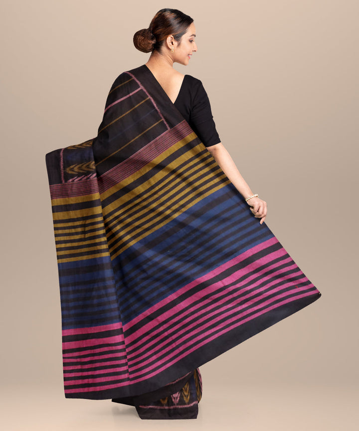 Black multicolor cotton handloom nuapatna saree
