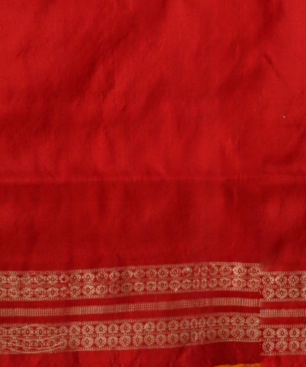 Orange dark red silk handloom bomkai saree