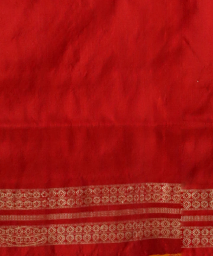 Orange Dark Red Silk Handloom Bomkai Saree