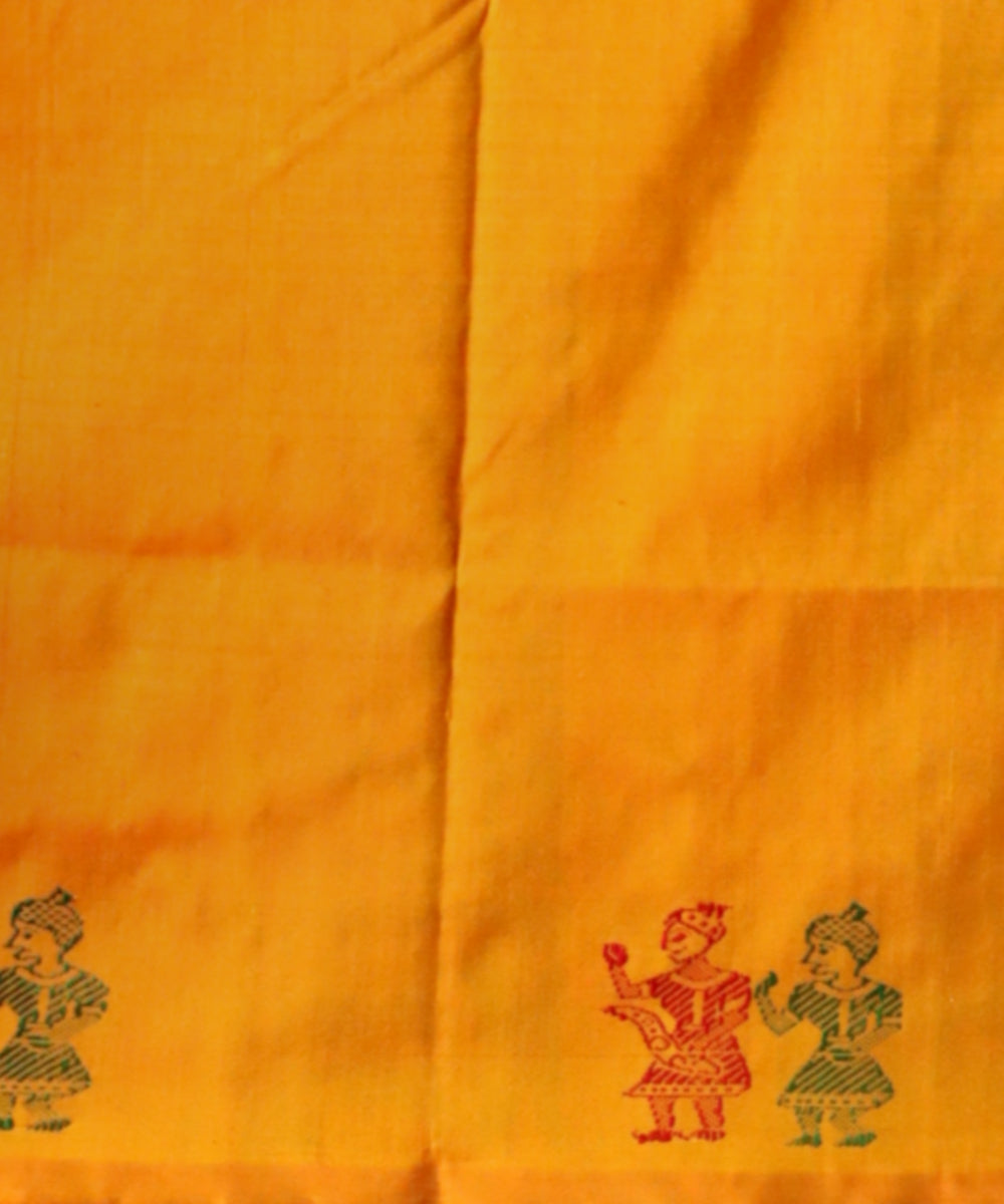 Brown Dark Tangerine Silk Handloom Bomkai Saree