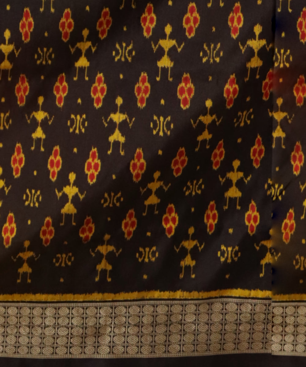Pink Black Silk Handloom Bomkai Saree