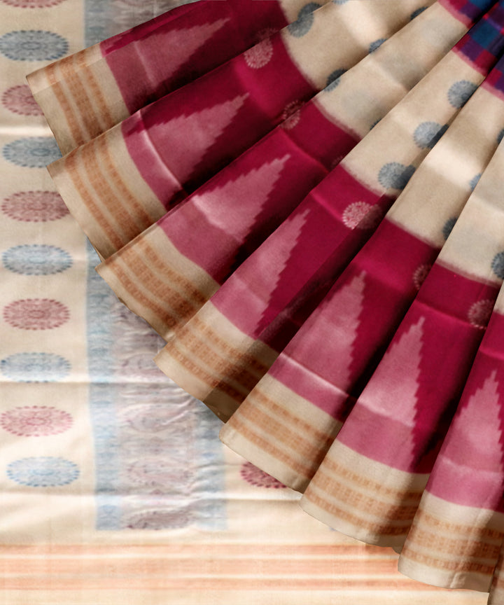 Multicolor Cream Silk Handloom Sambalpuri Saree