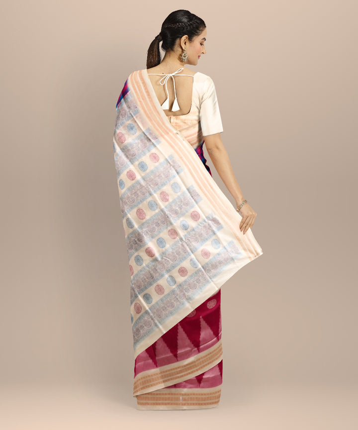 Multicolor Cream Silk Handloom Sambalpuri Saree