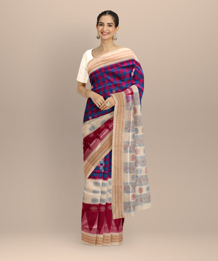 Multicolor Cream Silk Handloom Sambalpuri Saree
